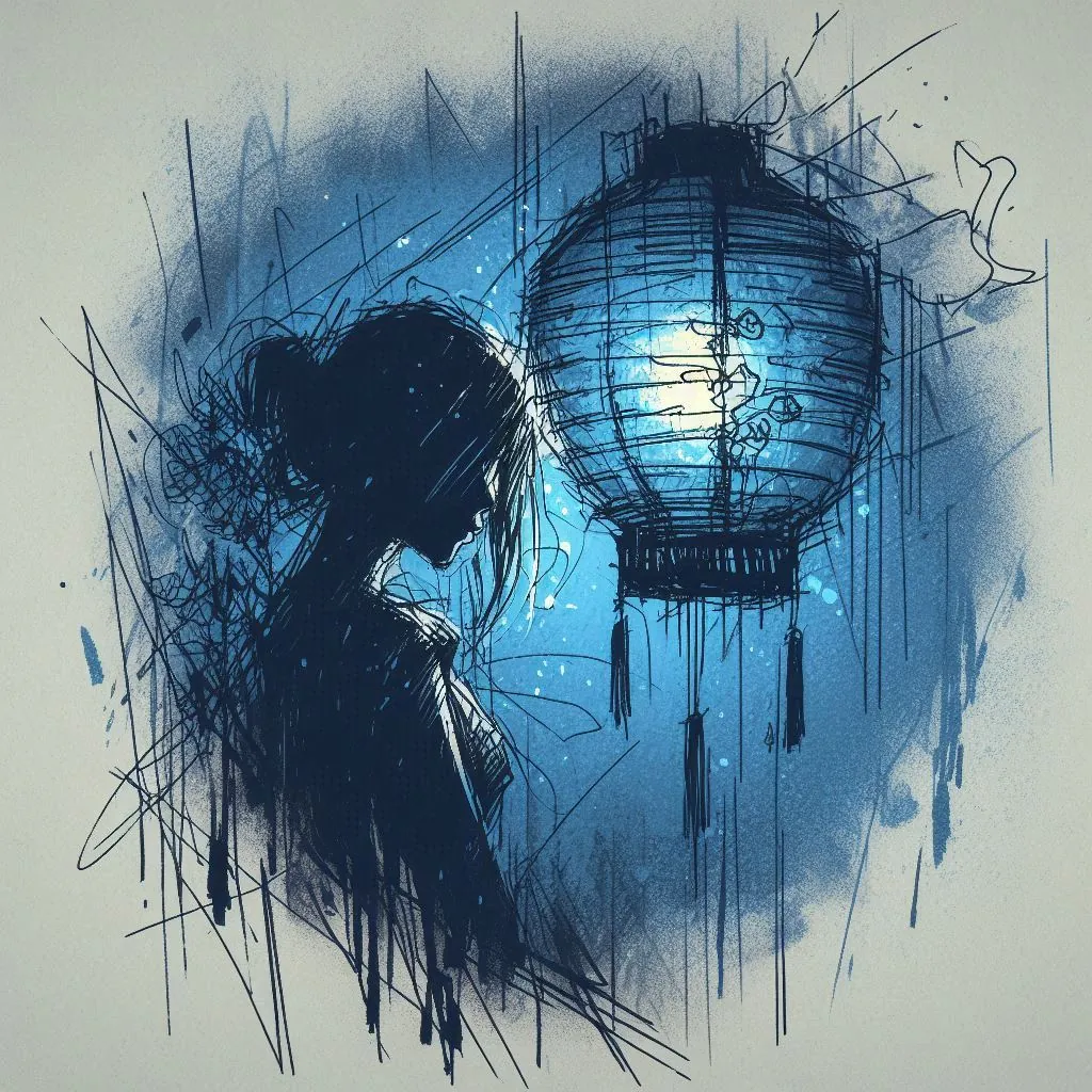 大阪の路地に灯る青い提灯――そこには「青姫」の気配が潜んでいる。